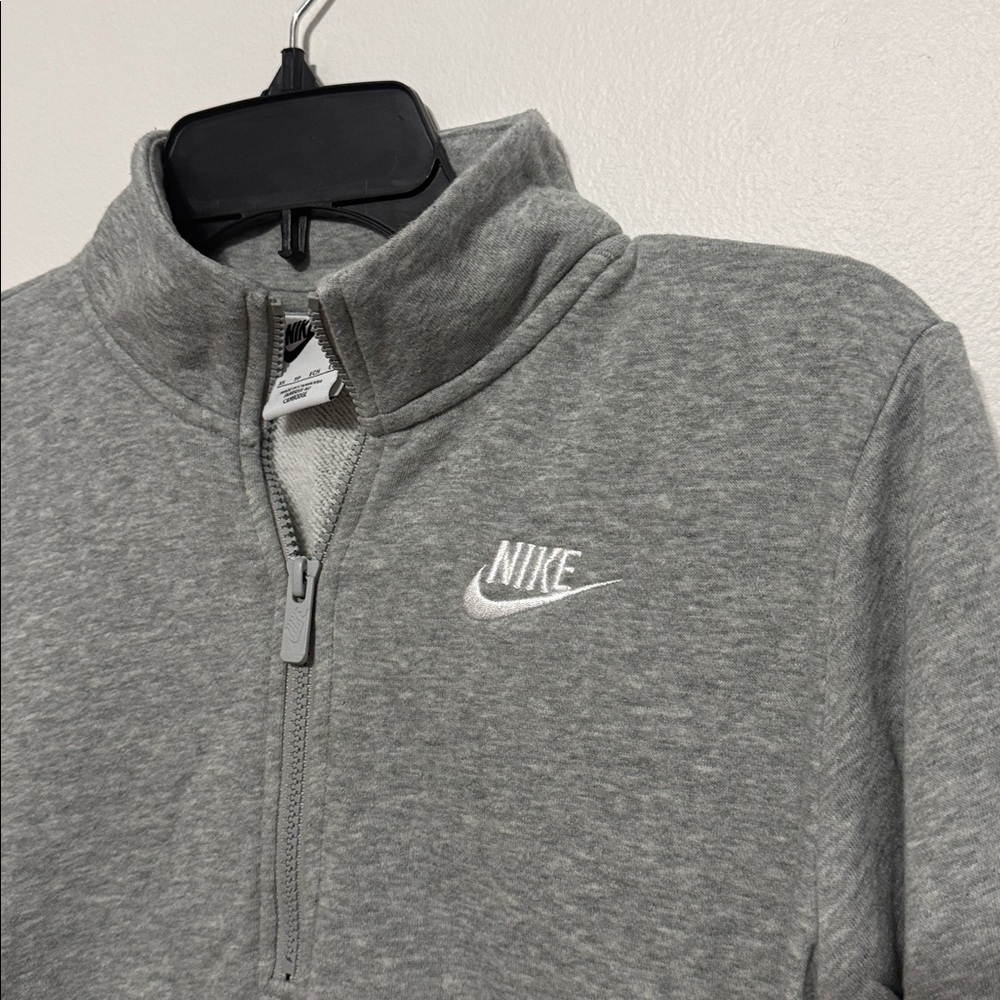 Nike Women's Gray Sportswear Club Fleece Quarter-Zip Sweatshirt - Picture 6 of 8